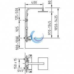 Conjunto ducha termostático extensible Bimini