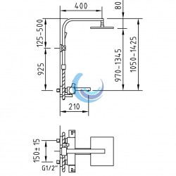 Conjunto baño-ducha termostático extensible Bimini