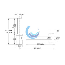 Sifón minimalista sencillo lavabo Inox satinado