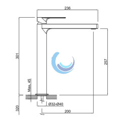 Monomando alto lavabo (Medidas)