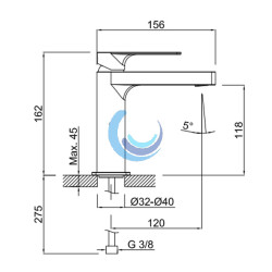 Monomando de lavabo (Medidas)