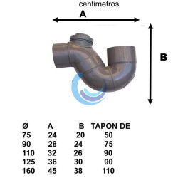 Sifón Turco horizontal para aguas fecales y pluviales