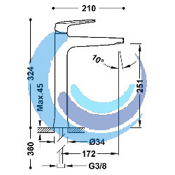 Grifo monomando XXL para lavabo (Medidas)